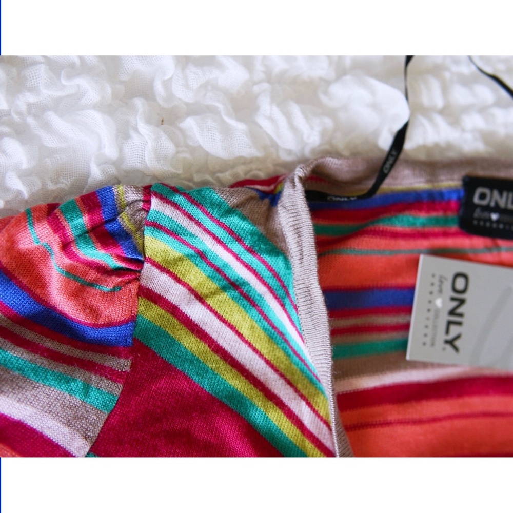 Multicolor Striped Wrap Tie Rainbow Cardigan - Picture 6 of 12
